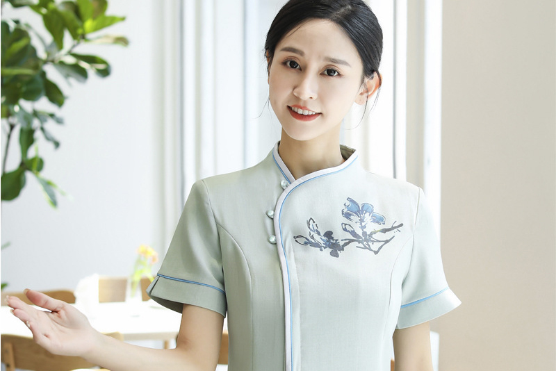 酒店工作服女夏装火锅饭店餐厅中式餐饮茶楼农家乐服务员短袖制服