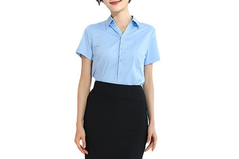 职业衬衫女V领弹力免烫工作服职业通勤短袖工装