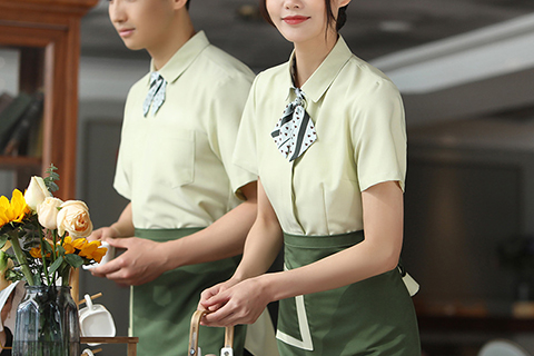 中式服务员工作服短袖夏季酒店餐饮饭店服装茶楼餐厅制服