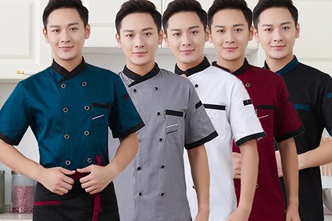 厨师服夏季短袖酒店餐饮工作服餐厅食堂涤棉双排扣厨衣
